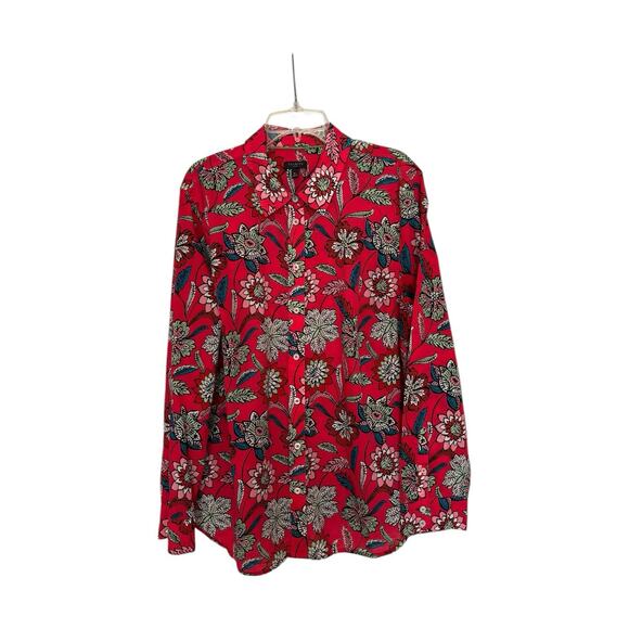 Talbots Cotton Size XLP Button Front Shirt Botanical Floral Long sleeve - Picture 2 of 6